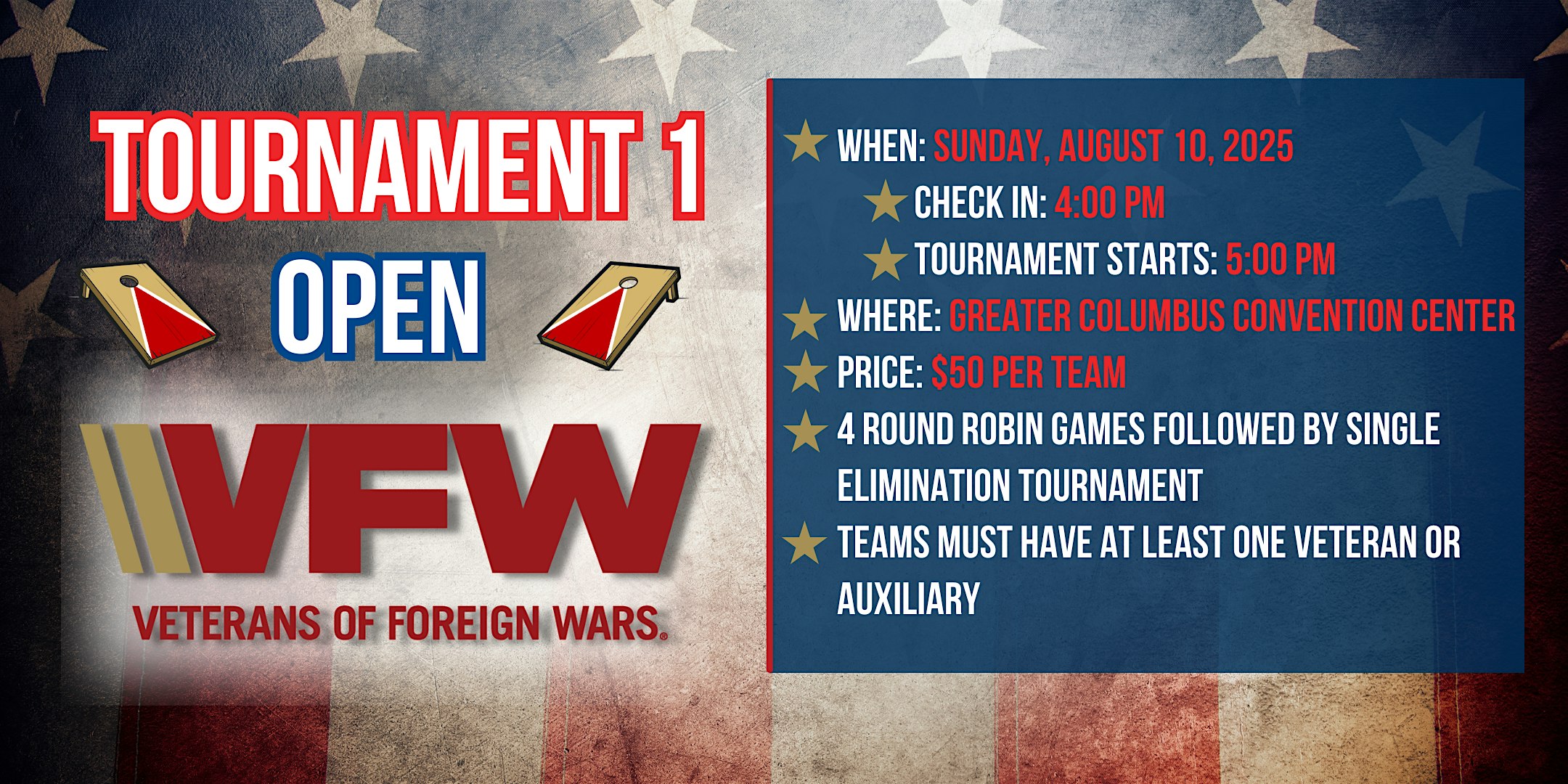 3rd Annual VFW National Convention Cornhole Tournament - Day 1 | Greater Columbus Convention Center