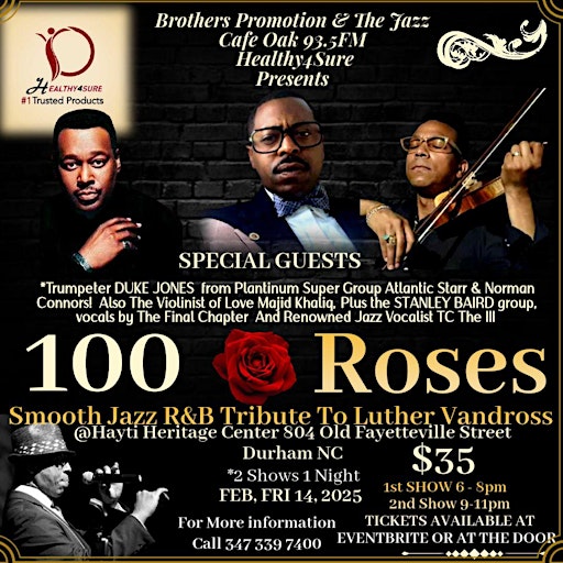 Smooth Jazz R&B Tribute To Luther Vandross - 2 Shows 1 Night 6pm & 9pm | Hayti Heritage Center