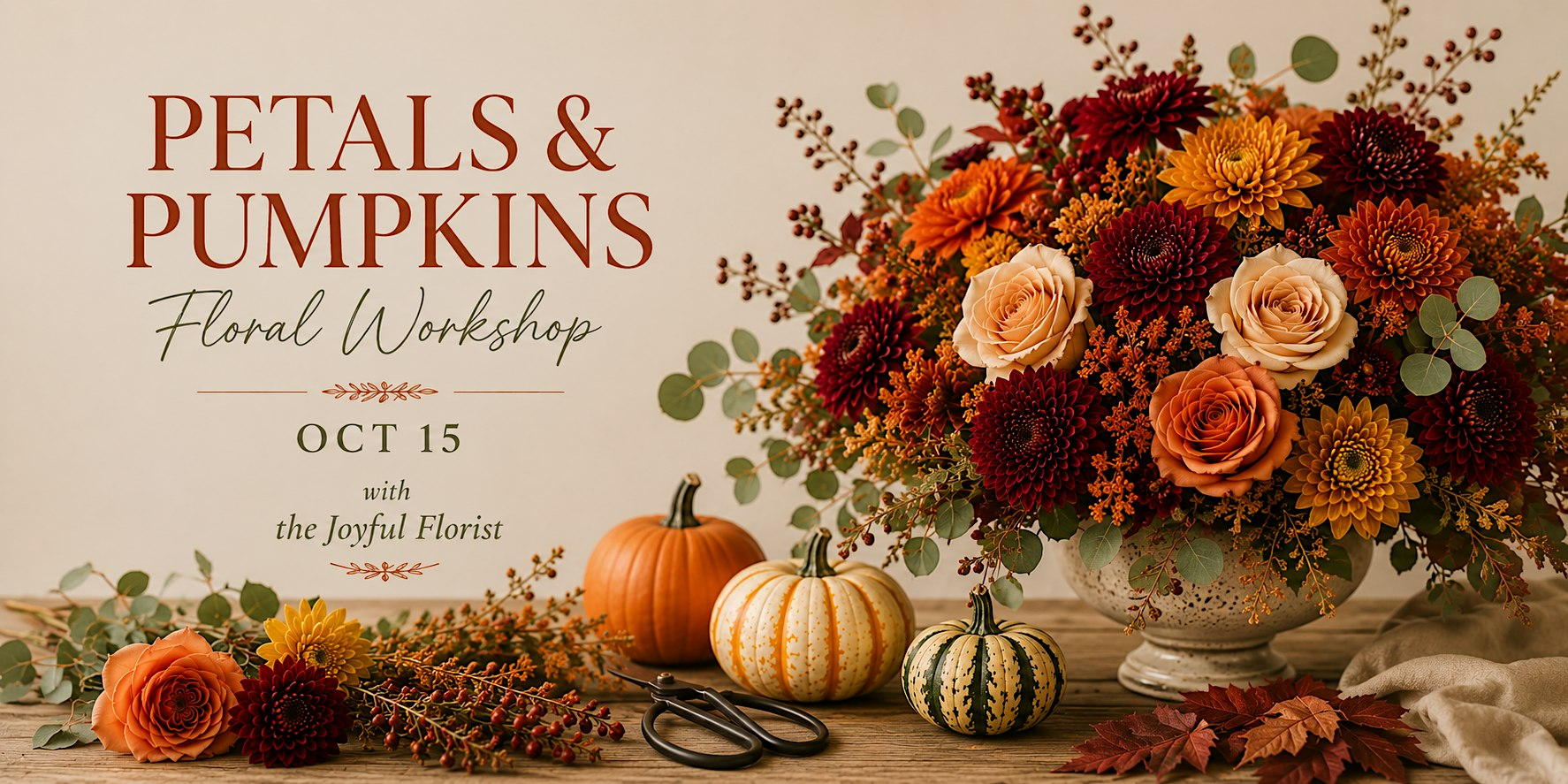 Petals & Pumpkins Floral Workshop with the Joyful Florist | The Coastal Cupboard