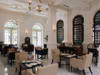 Incredible breakfast spread at Raffles Hotel
