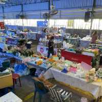 Daytime Market with Local Food and Coffee
