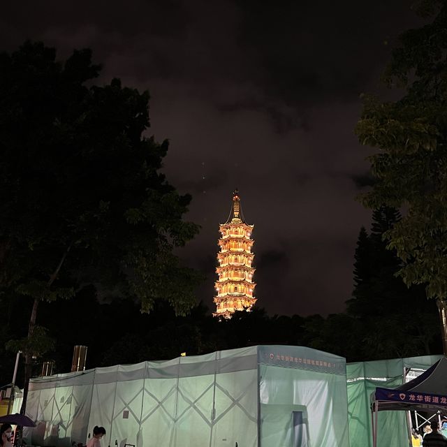 打卡深圳龍華公園的夜景