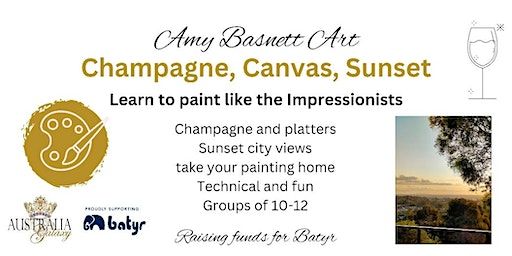 Amy Basnett Art: Champagne, Canvas, Sunset | Swan View