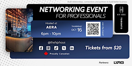 Networking Event for Professionals by The Hip Haus - Oct 16th | Aera