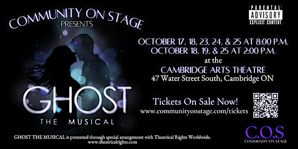 COS Presents GHOST THE MUSICAL: Saturday October 25th 2:00pm | The Cambridge Arts Theatre