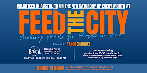 Feed The City Austin (South): Making Meals for People In Need | Bouldin Acres