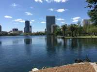 Walking and having fun at Lake Eola Park 