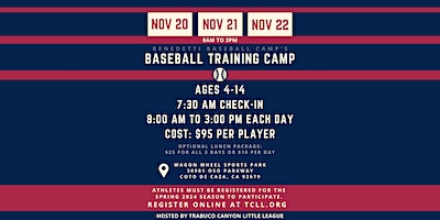 TCLL Baseball Training Camp | Wagon Wheel Sports Park, Oso Parkway, Coto de Caza, CA, USA
