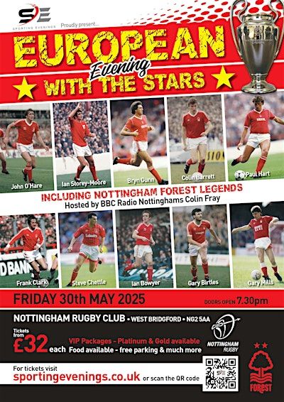 "European Evening with the Stars" - 10 Nottingham Forest Legends | Nottingham Rugby Football Club