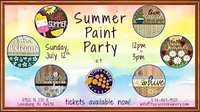 Summer Paint Party at TCW | Sunday, July 12th 12pm to 3pm | Tippy Creek Winery