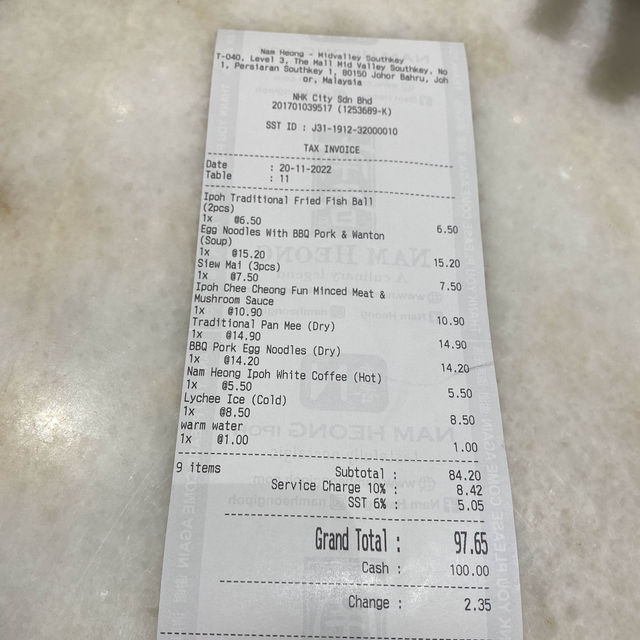 Nam Heong restaurant