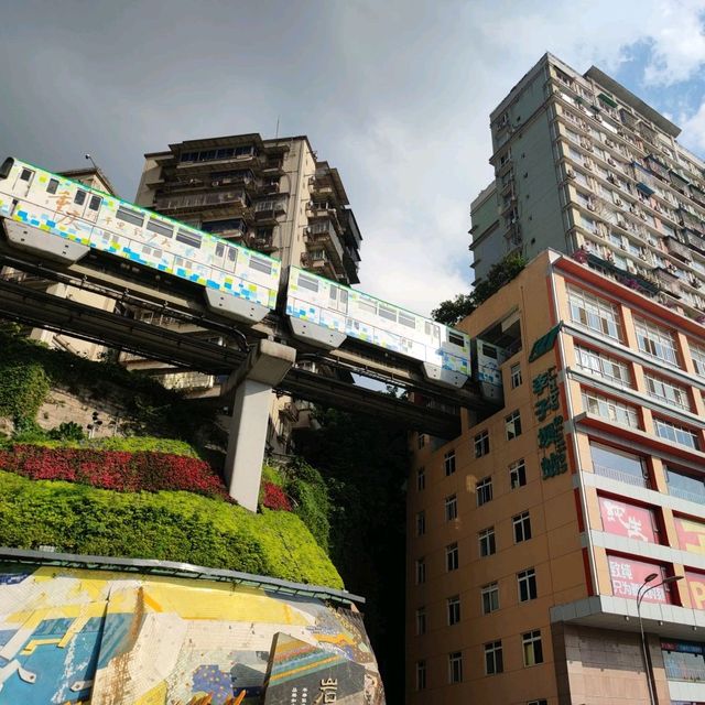 Train passes through the apartment building