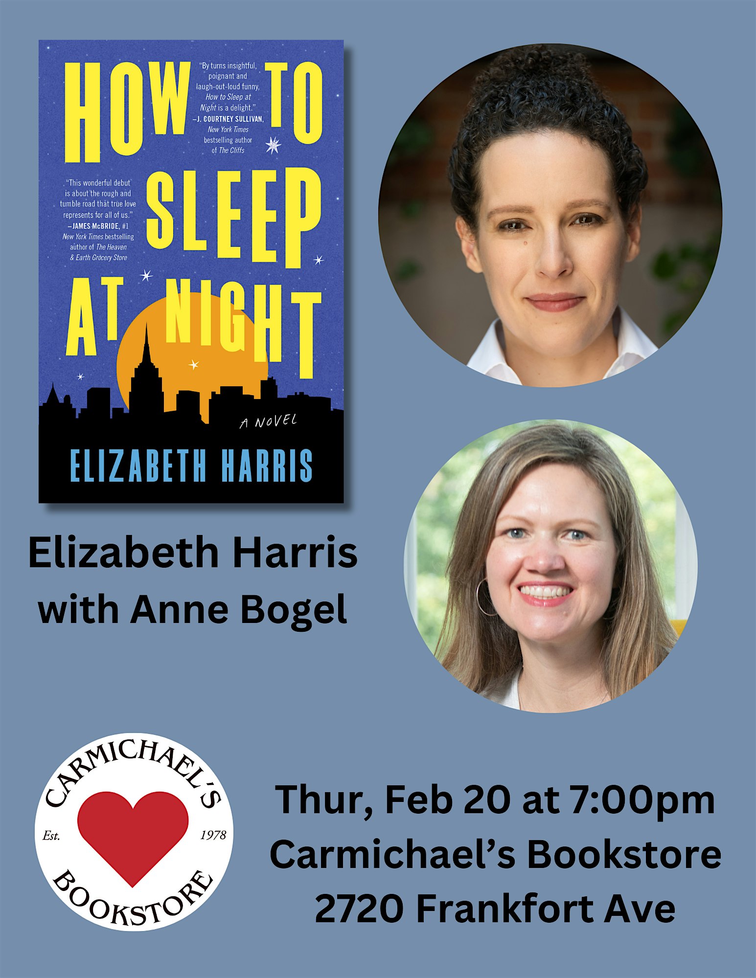 Elizabeth Harris discusses How to Sleep at Night with Anne Bogel | 2720 Frankfort Ave