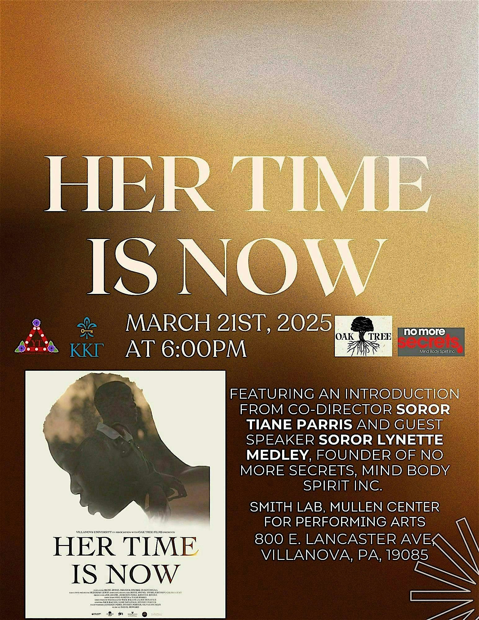 Upsilon Tau Presents: Her Time Is Now Documentary Screening | The John and Joan Mullen Center for the Performing Arts