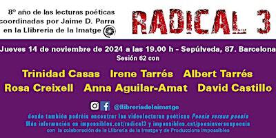 Jaime D. Parra presenta Radical 3 # 62 de poesía en Llibrería Imatge BCN | Llibreria de la Imatge C/ de Sepúlveda, 87