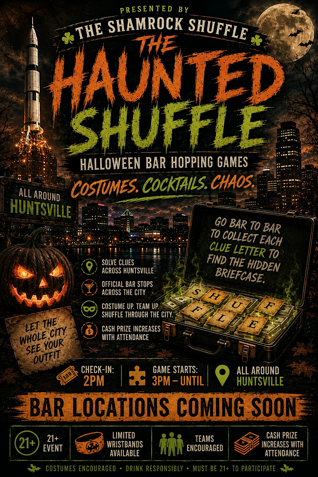 The Haunted Shuffle Bar Hopping Games: Huntsville + Halloween Oct 31st | Downtown Huntsville, Inc.