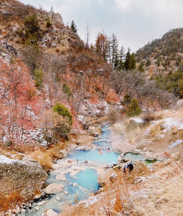 Soak in the ancient hot springs in the wilderness of Utah.