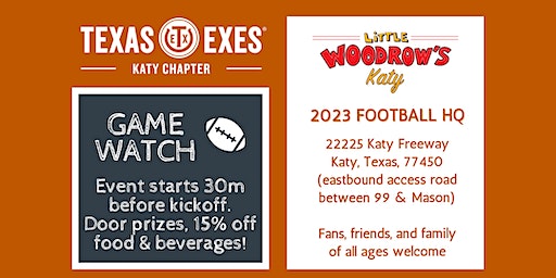 Texas @ Houston: Football Game Watch Party | Little Woodrow's Katy