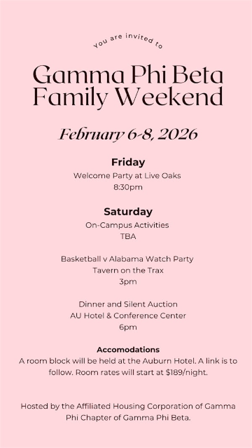 Gamma Phi Family & Friends Weekend | The Hotel at Auburn University & Dixon Conference Center