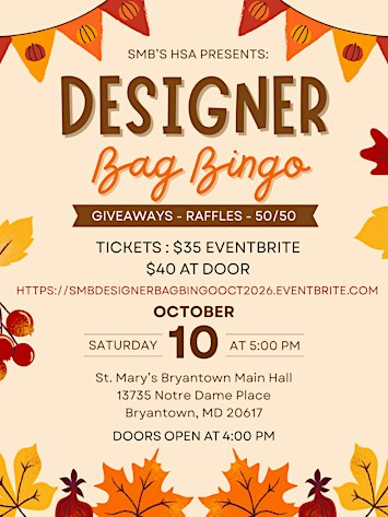 SMB Designer Bag Bingo | St Mary's Bryantown Catholic School