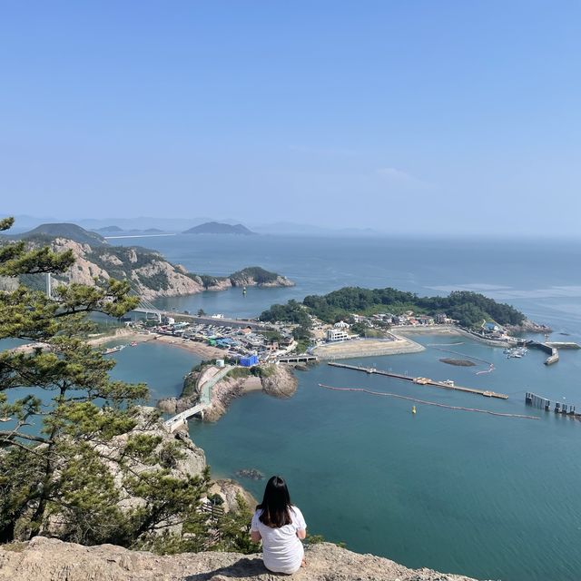 바다를 가르는 도로를 볼 수 잇는 군산 대장봉
