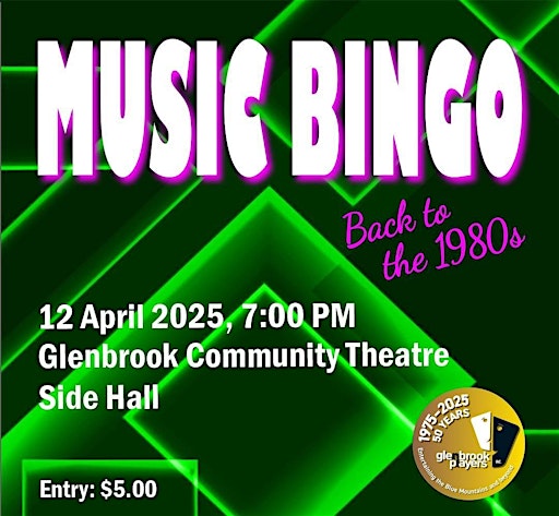 Back To The 1980s Music Bingo | 2 Ross St
