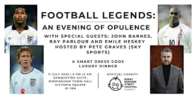 Football Legends: An Evening of Opulence | Birmingham Town Hall | Civic Banqueting Suite