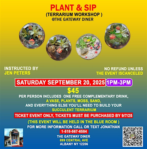 PLANT & SIP (TERRARIUM WORKSHOP ) | The Gateway Diner