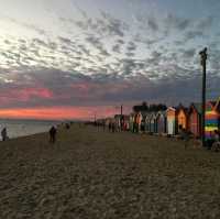 Lovely beach with the colourful bathing boxes