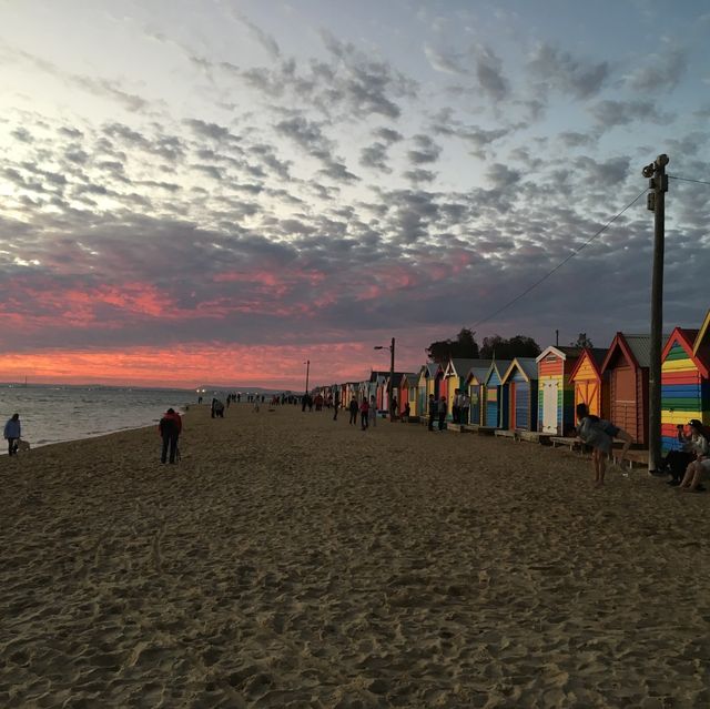 Lovely beach with the colourful bathing boxes