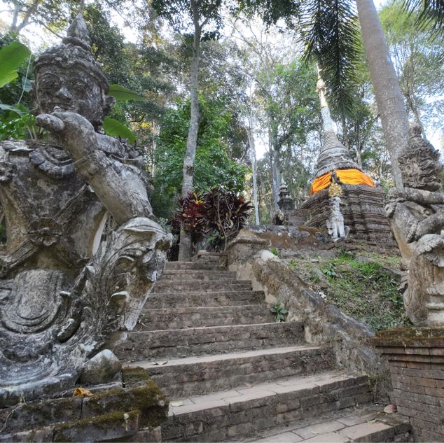 Temple on the mountain built into nature 