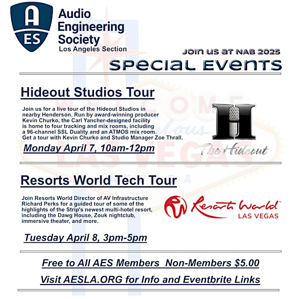 AES-LA at NAB - Hideout Studios Tour | 14 Sunset Way