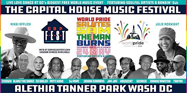 #CapHouseFest – WorldPride Salutes Sam The Man Burns 2025 | Alethia Tanner Park