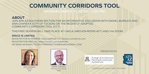 APA AZ  Southern Section  - Community Corridors Tool CM Session - May 5 | College of Architecture, Planning and Landscape Architecture