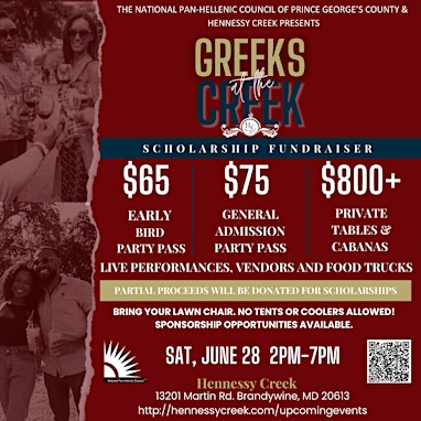 3rd Annual Greeks at the Creek Scholarship Fundraiser! | 13201 Martin Rd