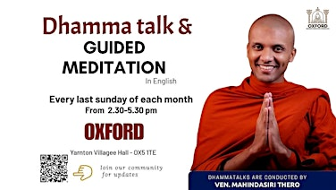 Oxford Dam  Saraniya - Dhamma talk and Guided meditation in English | Yarnton Village Hall