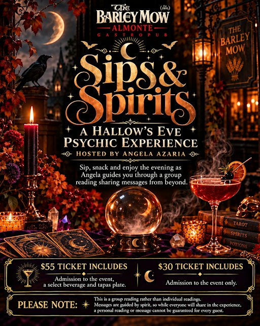 Sips & Spirits - A Hallow’s Eve Psychic Experience - The Barley Mow Almonte | 79 Little Bridge St