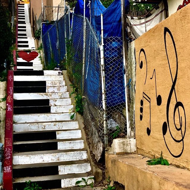 Colorful Piano Mural Staircase on Sunset Bl.