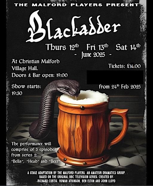 "Blackadder" performed by The Malford Players (Entry Ticket only!) | Christian Malford Village Hall