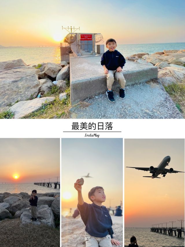 香港最美的日落！打卡拍照必去景點～無邊際日落海景飛機在頭上飛過！