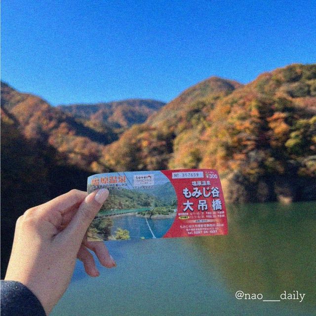 【紅葉の山々に囲まれた🍁もみじ谷大吊橋】