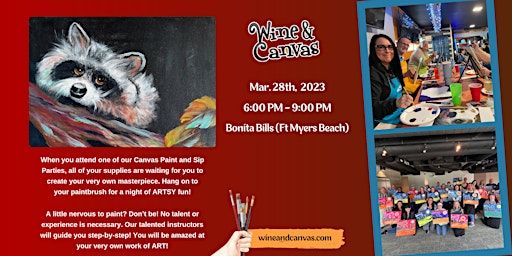 Social Painting Ft Myers Beach – Raccoon Love | Bonita Bills Waterfront Cafe
