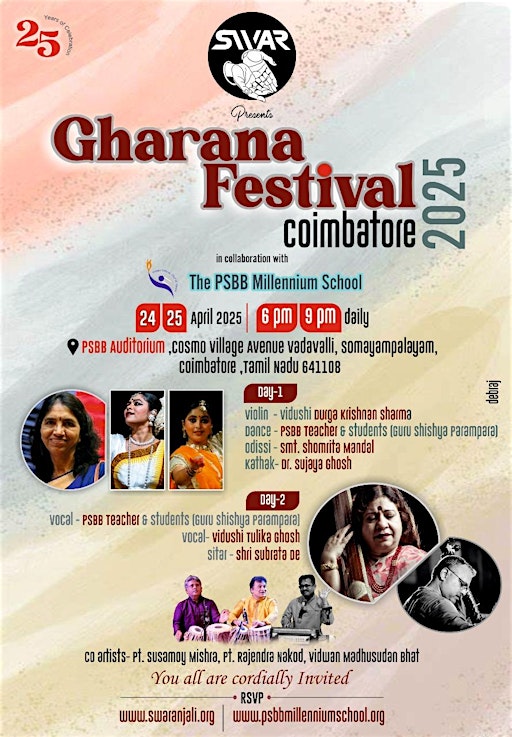 Gharana Festival 2025 Coimbatore by Swaranajli Delhi | The PSBB Millennium School