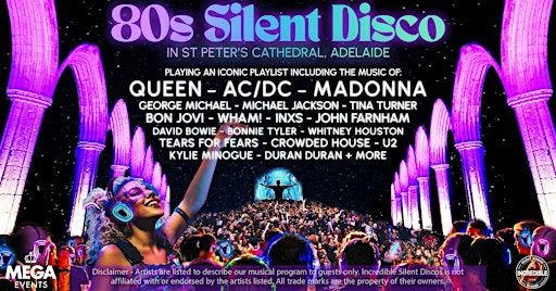 80s Silent Disco in St Peters Cathedral, Adelaide - Saturday 13th September | St Peter's Cathedral