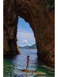 Hong Kong's Clock Tower Cave, one of Hong Kong's four most beautiful sea caves eroded by the sea.