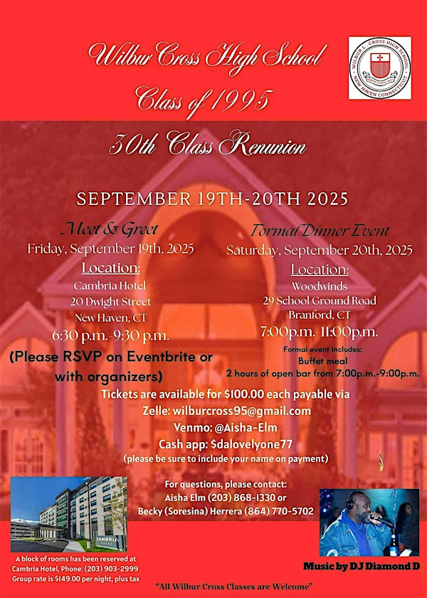 Wilbur Cross High School, Class of 1995 "Meet and Greet" | Cambria Hotel New Haven University Area