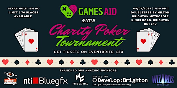 Games Aid Charity Poker Tournament at Develop: Brighton 2025 | DoubleTree by Hilton Brighton Metropole