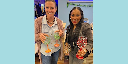 Paint Night | Wine Glasses, Martini Glasses, and Wine Bottle with Lights | The Porch Bar & Grill