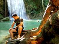 A relaxing 🦈 fish spa at Erawan Falls 💦🌿☘️