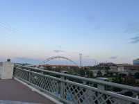 Sunset in Nashville walking on the bridge 